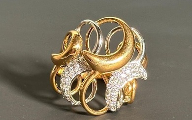 18K Gold and Diamond Free Form Ring