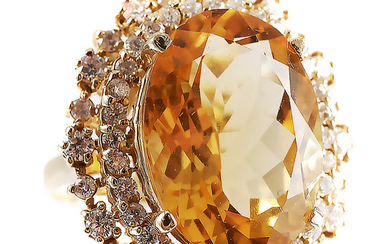 18K Yellow Gold CITRINE & DIAMOND Ring
