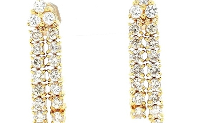 18K Yellow Gold Diamond Tennis Bracelet Dangle Earrings