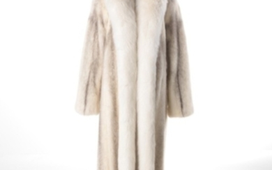 Vintage Cross Mink Fur Coat with White Fox Trim
