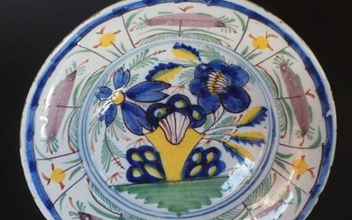 18th Century Delft Decorated Pottery Dish or Bowl
