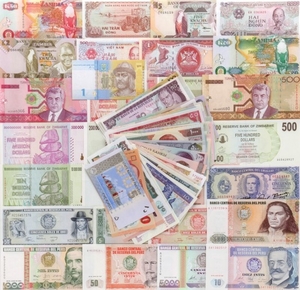 1907/5433: Collection of banknotes from all over the world, in total a. 100 pcs in uncirculated condition