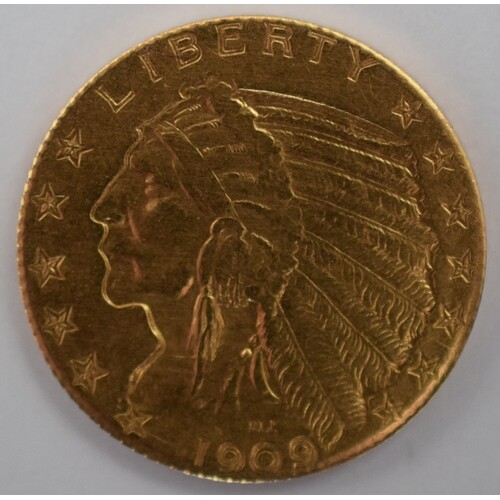 1909 - Indian Head Five Dollar Gold Coin