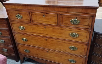 19TH CENTURY MAHOGANY CHEST OF DRAWERS WITH 3 SHORT OVER 3 L...