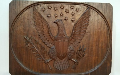 19th C Exquisite carving of a large eagle with shield