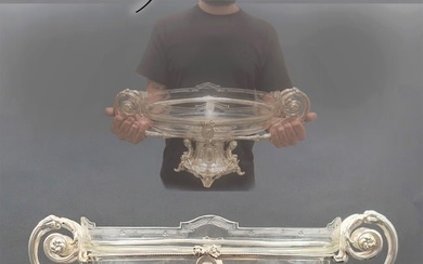 19th C. French Baccarat Crystal Silver Plated Centerpiece