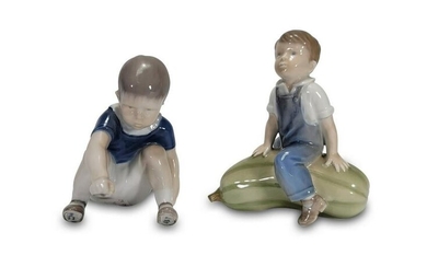 2 B & G Copenhagen porcelain boys statues