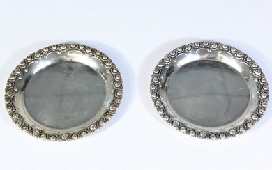 (2) Repousse Sterling Silver Small Plates 2.48 OZT