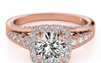 2 ctw Certified VS/SI Diamond Solitaire Halo Ring 14k Rose Gold