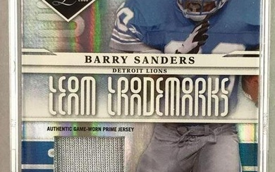 2008 Leaf Limited Team Trademarks Barry Sanders Autograph & Jersey 4/15