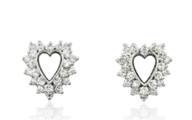 A Pair of Platinum Diamond Earrings