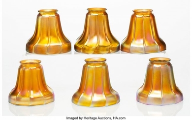 23033: A Group of Six Steuben Gold Aurene Glass Shades