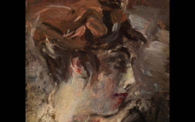 Giovanni Boldini ( Ferrara 1842 - Parigi 1931 ) , "Profilo femminile" olio su tavola (cm 13.5x9.5) Firmato in alto e basso a sinistra Al retro: timbro di Colombo Lamberto...