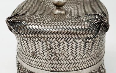 A silver etrog box Basket weave pattern