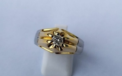 19,2 kt. Bicolour, White gold, Yellow gold - Ring - 0.25 ct Diamond