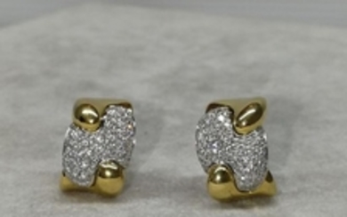 18 kt. Gold, White gold - Earrings - 1.00 ct Diamond - Diamond