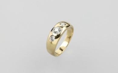 14 kt gold bandring with diamonds ,...