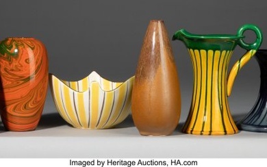 27233: Six Japanese Glazed Ceramic Table Articles Marks