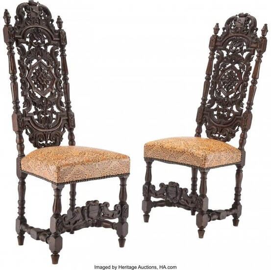 28033: A Pair of French Renaissance-Style Carved Wood a