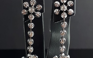 18 kt. White gold - Diamond Earrings- 1.03 ct Diamond