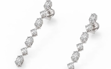 2.88 ctw Oval Cut Diamond Designer Earrings 18K White Gold