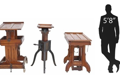 (3) ANTIQUE IRON & WOOD CAMERA STANDS