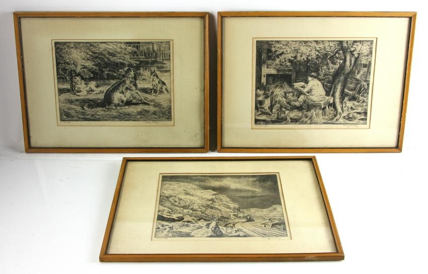 (3) Etchings by Harry Wickey