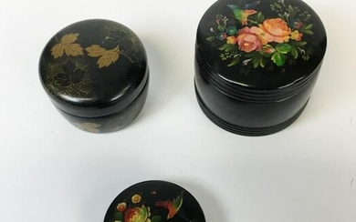 3 Russian Style Lacquer Boxes