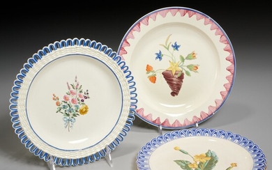 (3) old creamware plates, incl ex-Mario Buatta