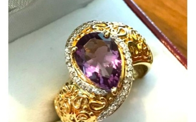 3.01ct. Pear-shaped Amethyst Cocktail Ring