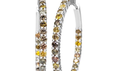 3.18 Cttw Fancy Diamonds - 14 kt. White gold - Earrings - NO RESERVE