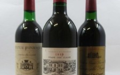 12 bouteilles 3 bts : CHÂTEAU FONROQUE 1989 GCC Saint Emilion (légèrement bas, étiquettes fanées)