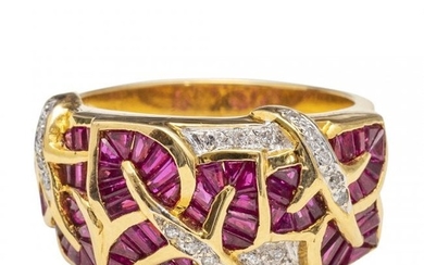 18kt Gold, Ruby and Diamond Ring