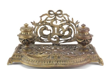 19th century gilt brass serpent and eagle design desk