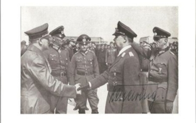 Albert Kesselring KC signed 7 x 5 b/w book photo. Nice image of him shaking hands with Hitler, with other VIPS. German Generalfeldmarschall...