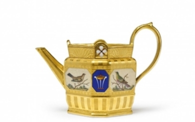 A Berlin KPM porcelain teapot with micromosai ...