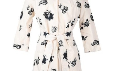 Christian Dior Dress / Coat Charcoal Flowers Belted
