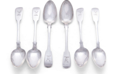 A COLLECTION OF SIX IRISH SILVER FIDDLE PATTERN TEASPOONS