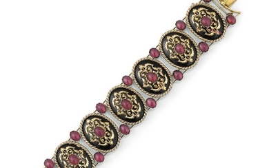 Enamel and garnet bracelet, Jules Wièse for, Froment-Meurice, mid 19th century