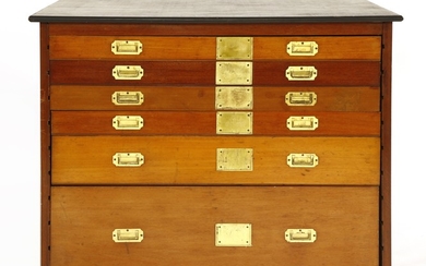 A set of six mahogany drawers