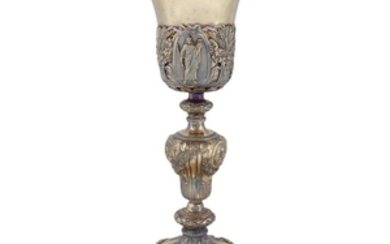 A French vermeil communion chalice and paten Paris, 1819-1838...
