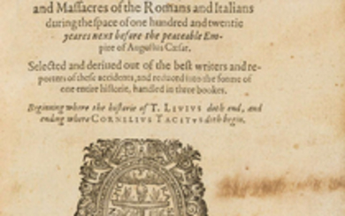 Fulbecke (William) An Historicall Collection of the Continuall Factions, Tumults, and Massacres of the Romans and Italians, first edition, contemporary limp vellum, for William Ponsonby, 1601.