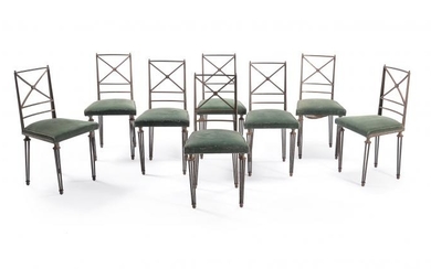 Gilbert Poillerat (attributed), a French iron dining table and chairs