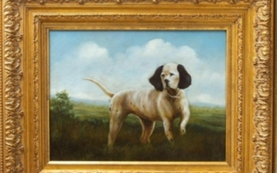 Illegibly Signed "Portrait of a Dog" Oil on Canvas