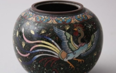 A JAPANESE MEIJI PERIOD CLOISONNE KORO, decorated with