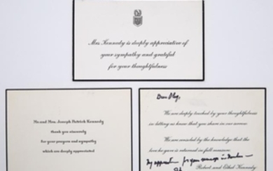 KENNEDY, ROBERT F. Inscription to Oleg Cassini on memorial card for John F. Kennedy.