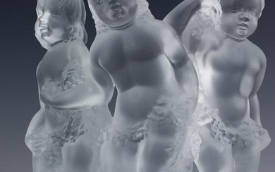 Lalique French Art Glass Luxembourg Cherub Bookend