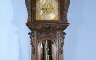 Oak heavily carved 5 tube grandfather clock