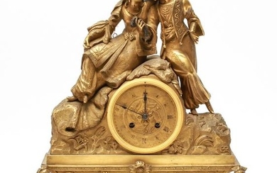 Orientalist Gilt-Bronze Figurative Mantel Clock