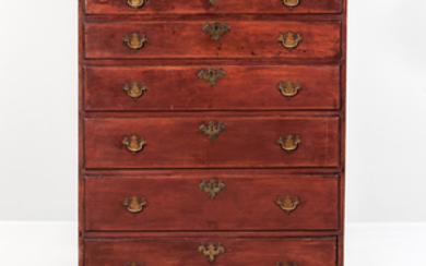 Red-washed Maple Tall Chest of Six Drawers